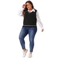thumbnail image 3 of DARING DIVA Women's Plus V Neck Stripe Cable Knit Pullover Sweater Vest 2X Black, 3 of 6