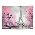 thumbnail image 5 of ONETECH  Paris Eiffel Tower Tapestry 59Hx78W Inch Pink Wall Decor for Bedroom Paris Party Decorations Pink Paris Wall Art France Romantic Vintage Wall Hanging for Girls Living Room Dorm Decor Fabric, 5 of 7