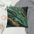 thumbnail image 2 of Fenyluxe Green Black Gold Decorative Square Throw Pillow Covers Short Plush Sofa Couch Home Decoration Pillowcase Aesthetic Style 1PC 22x22in, 2 of 5