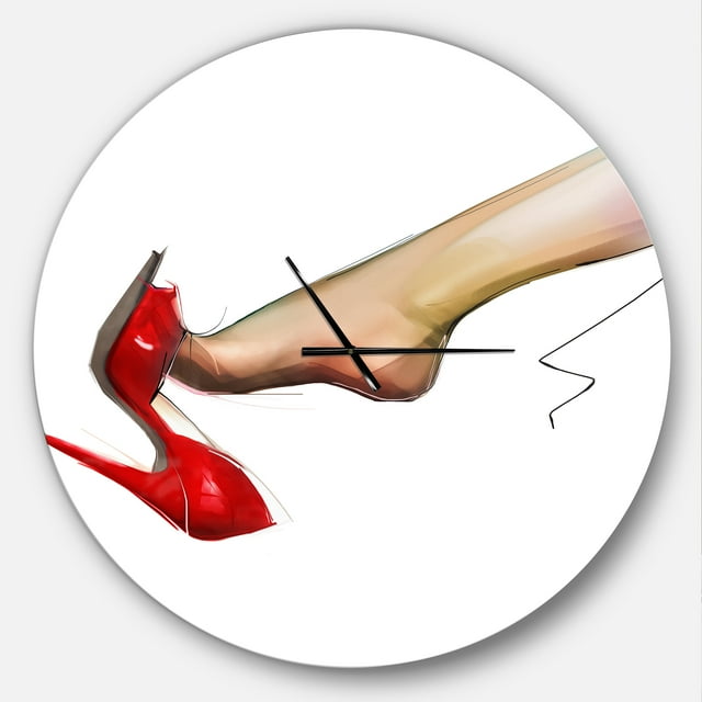 Designart Horloge Murale Moderne 'jambe Portant un Talon Haut Chaussure Rouge'