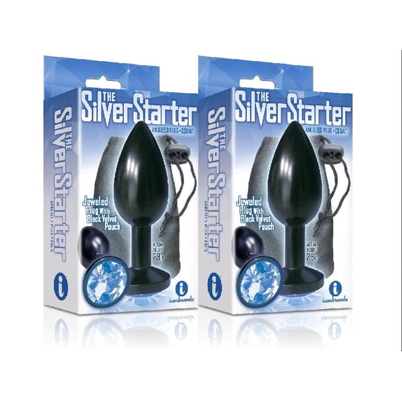 (2 Pack) The 9's, The Silver Starter, Bouchon en Acier Inoxydable Anodisé Orné de Bijoux, Colbalt