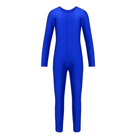 ZDHoor Kids Girls Crew Neck Long Sleeves Gymnastics Dance Jumpsuit Yoga Suit Royal Blue XXL