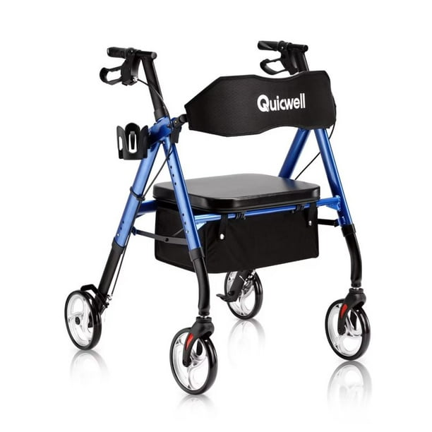 Quicwell Heavy Duty Rollator Walker with Large Paded Seat, Bariatric