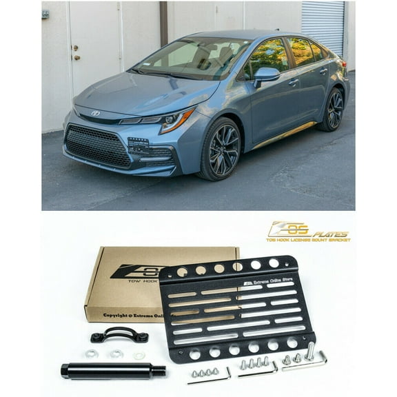 Extreme Online Store Replacement For 2020-Present Toyota Corolla Sedan Models | EOS Plate Version 1 Front Bumper Tow Hook License Relocator Mount Bracket Tow-499