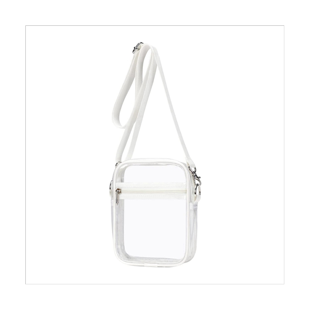 Clear Bag Stadium Approved, Clear Purse with Adjustable Shoulder Strap for Sports Outdoor,White