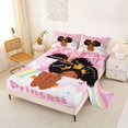 thumbnail image 2 of Castle Fairy Cute Cartoon Black Princess Bed Sheets 4-Piece,Magical Castle Rainbow Full Size Sheets,Pink Gold Blue,1 Fitted Sheet, 1 Flat Sheet and 2 Pillowcases, 2 of 6