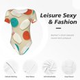 thumbnail image 4 of Saiise Motif Vintage Jeu de Quilles Combinaison à Manches Courtes pour Femmes Col Rond Pyjama Justaucorps Extensible avec Fermeture à Pression-Grand, 4 of 7