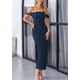 thumbnail image 3 of Vestido PRETTYGARDEN para mujer 2025, verano, hombros descubiertos, azul marino, 3 of 9