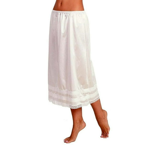 Women‘s Midi Dress Ladies Elastic Waist Slip Long Skirt Underskirt Petticoat