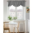 thumbnail image 3 of Black White Retro Plaid Tie Up Valances Curtain, Adjustable Kitchen Pastoral Plaid Vintage Style Valances for Windows Decor, Rod Pocket Short Curtains Set for Bedroom/Bathroom, 42"x12", 3 of 8