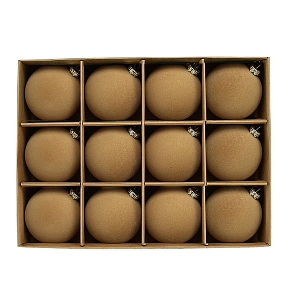 12pcs Plush Christmas Sphere Ornament Large Flocking Shatterproof Decorative Sphere For Holiday Tree Home Use
