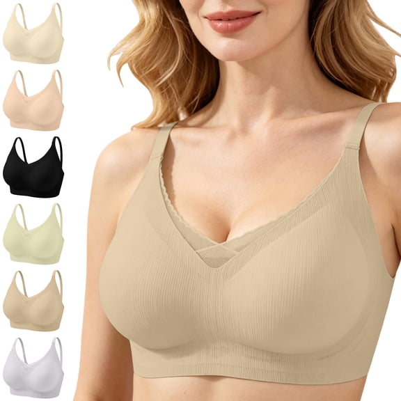 Npasoilc Seamless Supportive Wireless Bra for Women Push Up Bra Bralette Bras Underwear Mesh Strapless Bra with Molded Cups