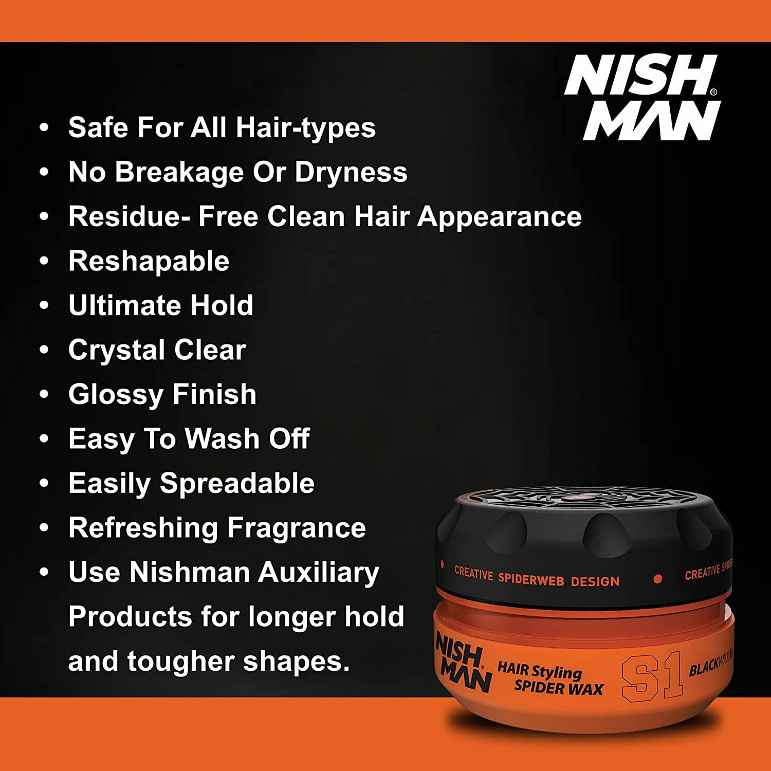 Nishman Hair Styling Spider Wax S5 Keratin 5 oz - 6 Pack SPIDER WAX S5-6P