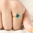 thumbnail image 2 of Cushion Cut Green Sapphire Ring, Yellow Gold Plated Bridal Ring, Delicate Solitaire Ring, Handmade Women Jewelry, Anniversary Gift For Wife, 2 of 2