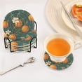 thumbnail image 3 of Yayeee 6 PCS Drink Coasters with Holder Set Woven Absorbent Round Tabletop Hot Pad, Retro Floral Orange, 3 of 7
