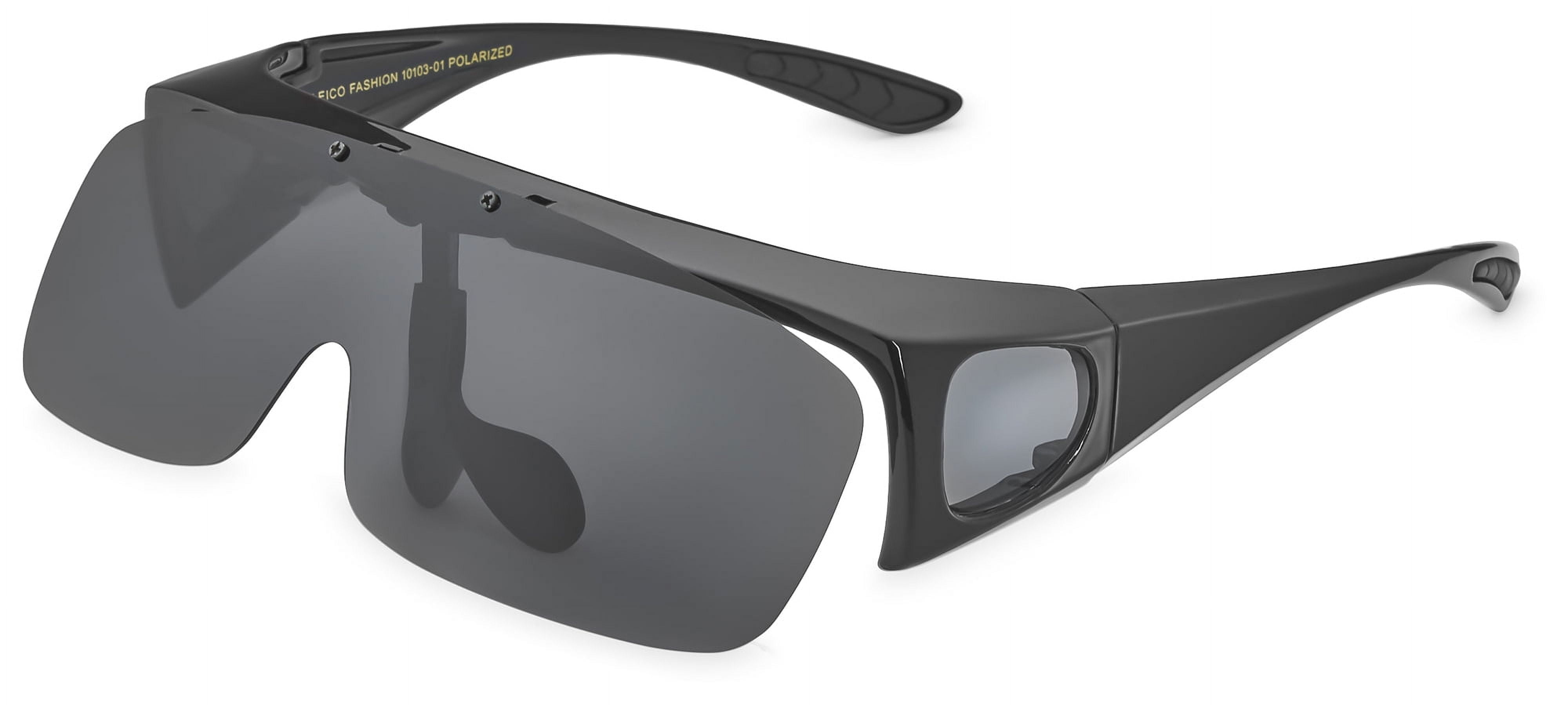 Polarized Sunglasses Fit Over Prescription Glasses for Men Women Flip Up Shield Lens Driving Shades