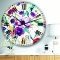 thumbnail image 2 of DesignArt Horloge Murale Grande Fleurs de Ferme Abstraites Violettes et Rouges, 2 of 2