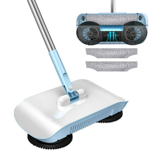 Lucoss Upgrade Floor Sweeper for Hardwood Surfaces,Wood Floors,Laminate,Tile - Small & Portable Broom- Cleans Dust Pet Hair- Manual Hand Push Mop Vacuum Cleaner - No Noise,Non-Electric