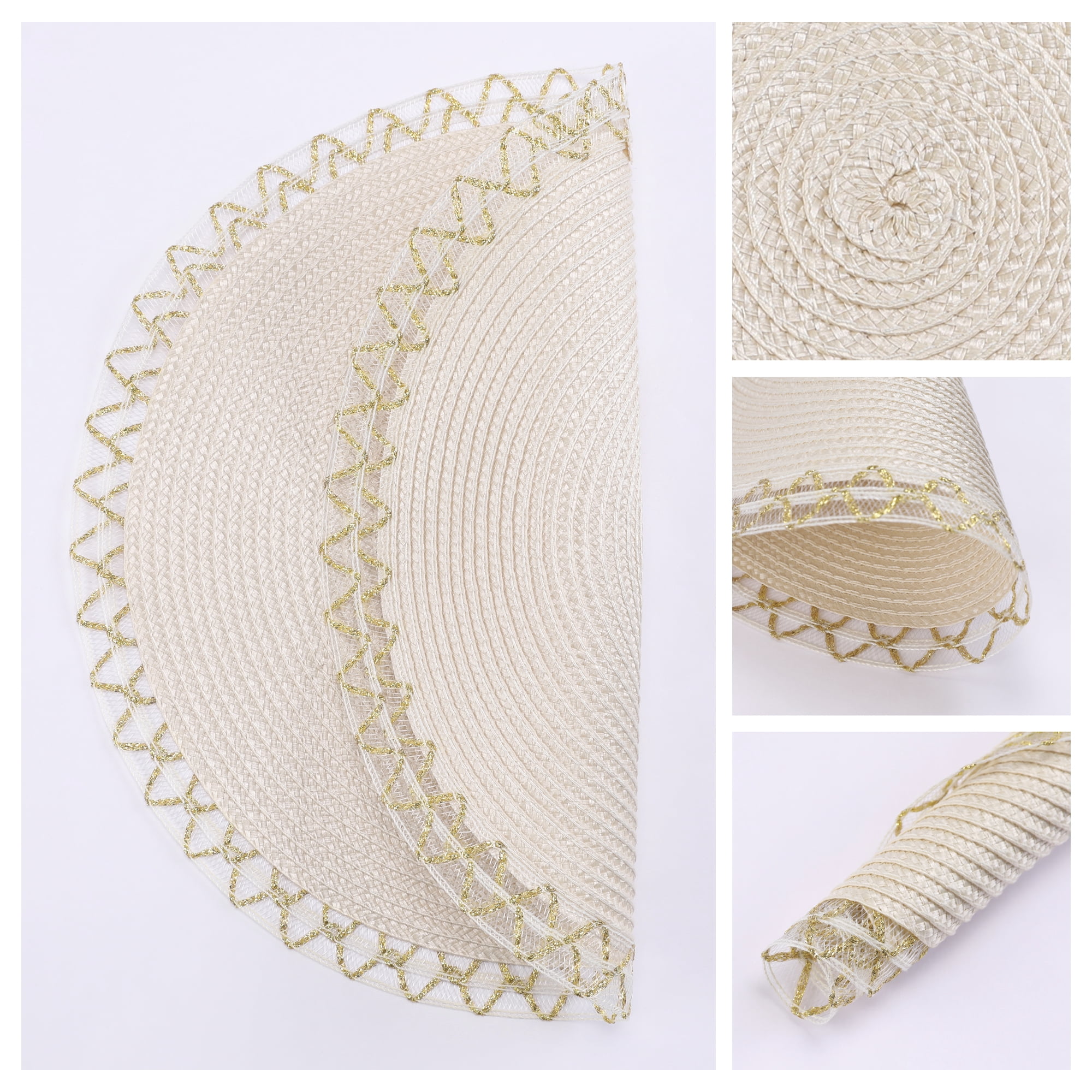 Unique Bargains Rustic Placemats 6 Pack Round Woven Placemats Red 15x15inch