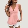 thumbnail image 4 of Women Tank Tops BWASD Slim Fit Deep V Neck Solid Color Sleeveless Camisole Sleeveless Basic Layering Shirts Going Out Top Pink S-XXL, 4 of 7