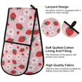 thumbnail image 2 of Yayeee Double Oven Mitt Kitchen Heat Resistant Baking 35" x7" Quilted Cotton Glove, Pink Floral Strawberry Pattern, 2 of 6