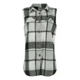 thumbnail image 4 of CCRFTGI Black Vest for Women Flannel Buffalo Plaid Shacket Casual Lapel Neck Sleeveless Cardigan Trench Coat Top Fall Long Button Up Jackets Gray M, 4 of 4