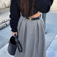 thumbnail image 5 of Women'S High Waisted Elegant Pleated Long Skirt A Line Swing Skirts Gray S, 5 of 9