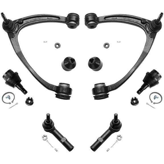 Detroit Axle - Front 6pc Control Arms Kit for Chevy GMC Silverado Sierra Suburban Yukon XL 1500 Tahoe Avalanche Escalade ESV EXT, 2 Upper Control Arms 2 Lower Ball Joints 2 Outer Tie Rods Replacement