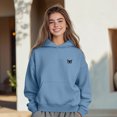 thumbnail image 4 of Dalix Butterfly Embroidery Relaxed Hoodie Soft Fleece Sweatshirt Fit Lounge Womens in Pebble Blue S Small, 4 of 5