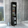thumbnail image 4 of DUOSONG Black Wengue 2-Shelf Rectangle Linen Cabinet Black Particle Board Furniture Primary Living Space Cabinets, 4 of 9
