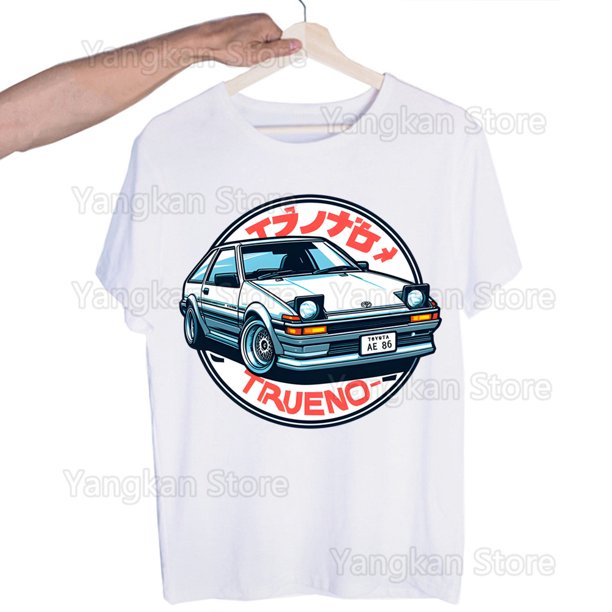 Anime AE86 inicial D Manga ropa verano cuello redondo manga corta estampado gráficos Casual camisetas de talla grande Tops