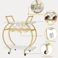 thumbnail image 5 of Gold Round Bar Carts with Wine Rack and Wheels,2 Tiers Modern Metal Round Wine Cart,Rolling Home Serving Cart,Industrial Mobile Storage Kitchen Trolley for Kitchen, Bar, Living Room, 5 of 9