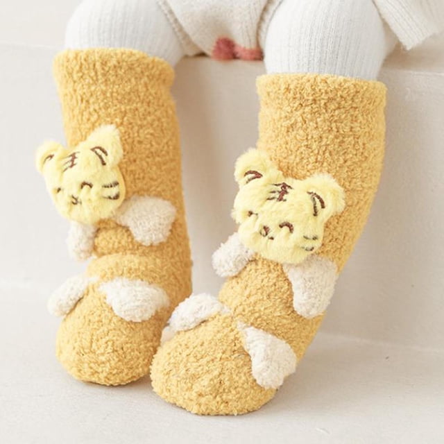 Fiudx Calcetines de Bebé, Gruesos, Cálidos y Largos, con Suela Antideslizante, Diseños Modernos y Bonitos, Ideales para Caminar, Gatear y Correr En Interiores, Regalo para Recién Nacidos y Pequeños.
