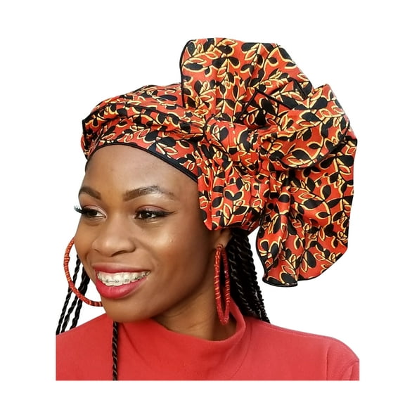 Orange African Print Ankara Head Wrap One Size