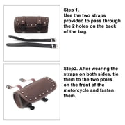 NS Motorcycle Black Handlebar Travel Bag Waterproof Front Fork Saddlebag for Street Bikes Dirt Sport Bike ATV Go Karts Quads, Brown