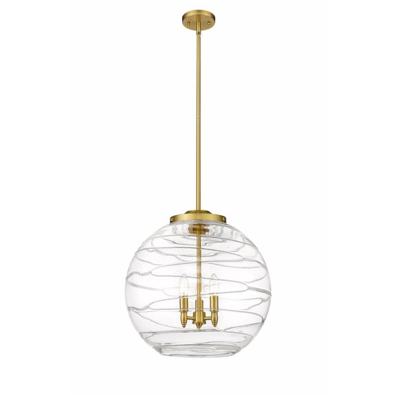 221-3S-SG-G1213-18 Innovations Lighting Athens Deco Swirl - 3 Light Pendant In Industrial Style-19.5 Inches Tall and 17.88 Inches Wide-Satin Gold