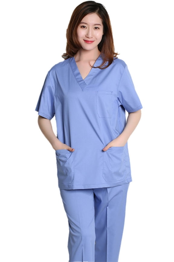 Medical Doctor Nursing Men Women Scrub Set 2 Piece Suits Shirt Pants Uniform