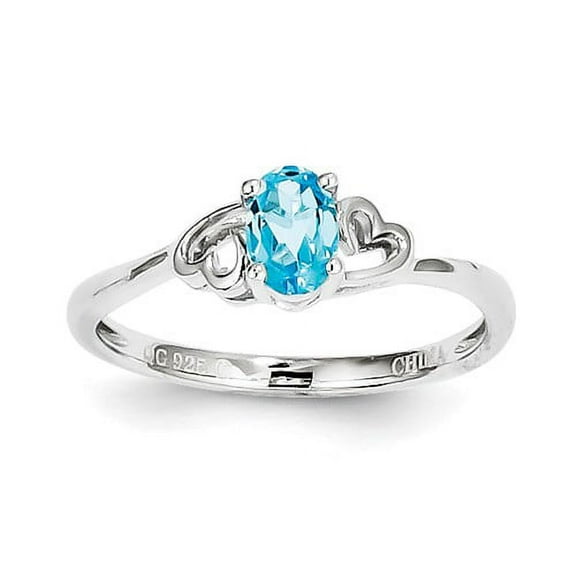 925 Sterling Silver Polished Light Swiss Blue Topaz Ring Size 9 - .52 cwt -  Jewelry Gift for Mom