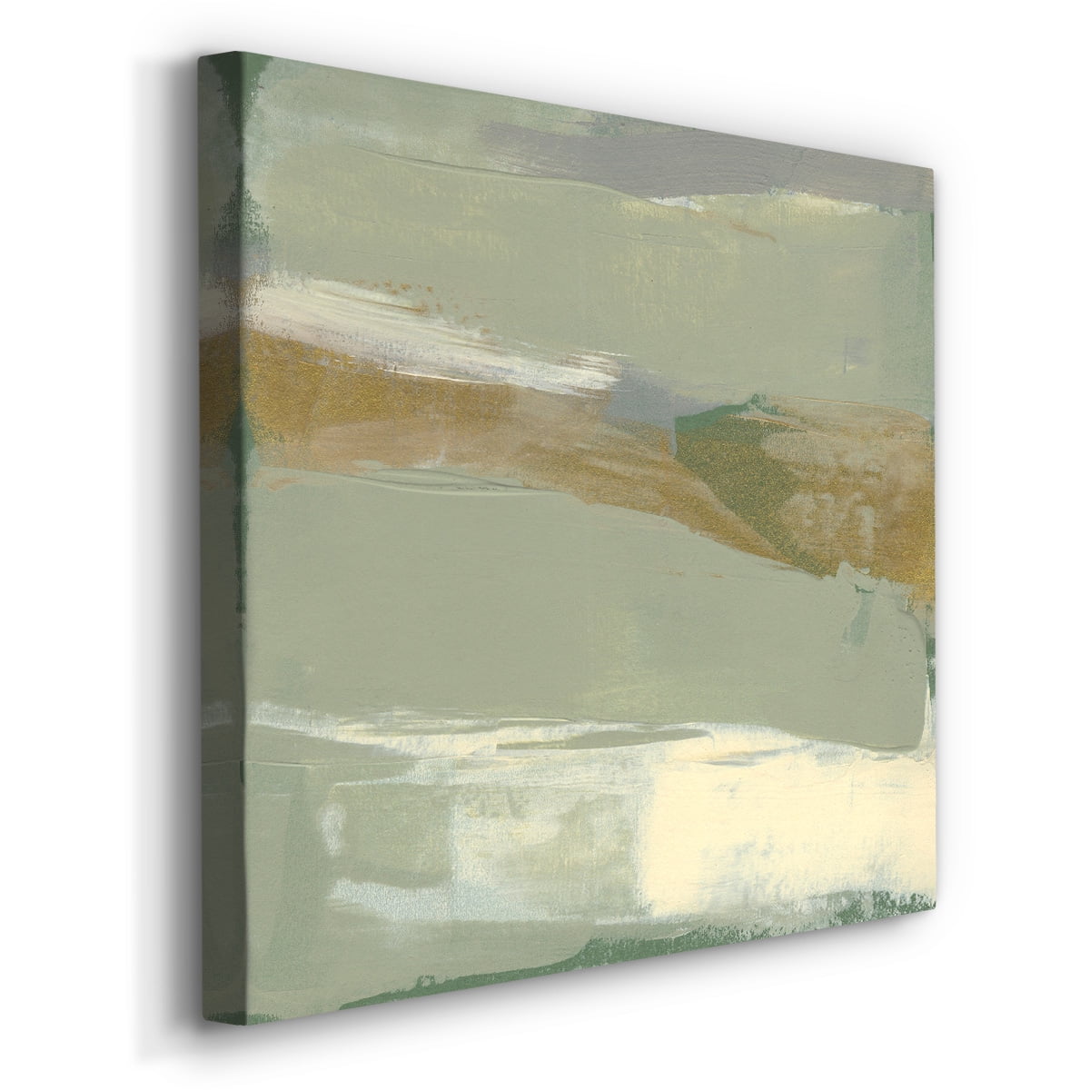 Wexford Home Sage & Gold Swipe V-Premium Gallery Wrapped Canvas, 40" x 40" - Ready to Hang
