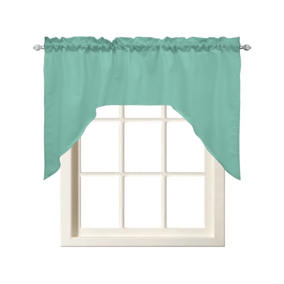 Swag Curtain Valances Mint Green Turquoise Swag Valances for Kitchen Windows Solid Teal Color Window Treatment Curtains Drapes for Kitchen Bedroom Living Room Bathroom Over Sink 56"x36"