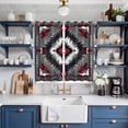 thumbnail image 2 of Boho Red Grey Kitchen Curtains 84 Inch Length, Geometric Southwestern Retro Ethnic Grommet Top Bedroom Living Room Curtains, Light Filtering Cafe Curtain Drapes 2 Panels Set 104''x84'', 2 of 9