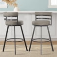 thumbnail image 2 of Gene Metal and Beige Faux Leather Swivel Bar Stool, 2 of 9