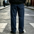 thumbnail image 5 of Smsaxvxz Men's Baggy Sweatpants Fashion Wide Leg Drawstring Sweat Pants Casual Joggers with Pockets Navy 2XL, 5 of 6