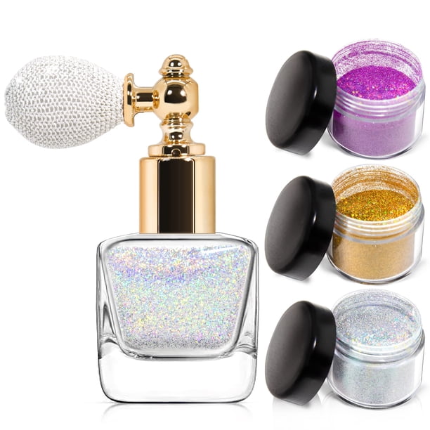 NewBang Body Glitter Spray Astilla Oro Rosa Glitter Polvo Brillo Resaltador Polvo Suelto Brillo Maquillaje para Cuerpo Cara Cabello Ropa Uñas Arte Diseño Artesanal 3 Colores-con 1 Botella de Spray Vac