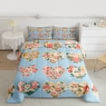 thumbnail image 2 of Feelyou Retro Rustic Flower Queen Comforter Set, Romantic Cartoon Love Heart Bedding Sets, Teens Kids Boys Girls Reversible Bedding Comforter Set, Super Cozy Room Decor, 3pcs, 2 of 8