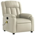 thumbnail image 3 of vidaXL Massage Recliner Chair, Adjustable Recliner with 6-Point Vibration Massage, Cream Leather, 3 of 5