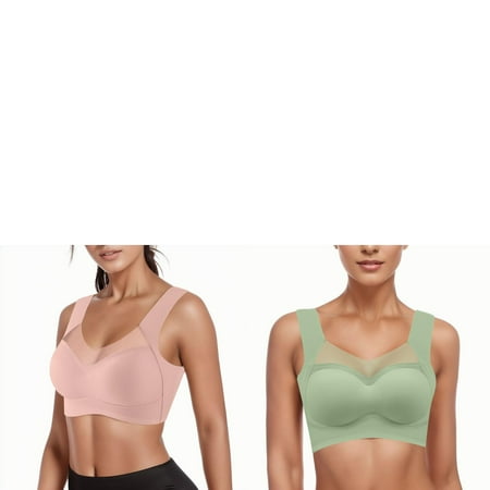 Wijhcboe 2 Pack Women s Womens Bras Underwire Comfortable And Sexy Sports Womens Bras Gathering Thin Bra And Womens Bras No Underwire Tank Top Style Underwear Wireless Bra for Women Without Steel Wo