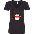 thumbnail image 3 of Inktastic Penguin Xmas Women's V-Neck T-Shirt, 3 of 5