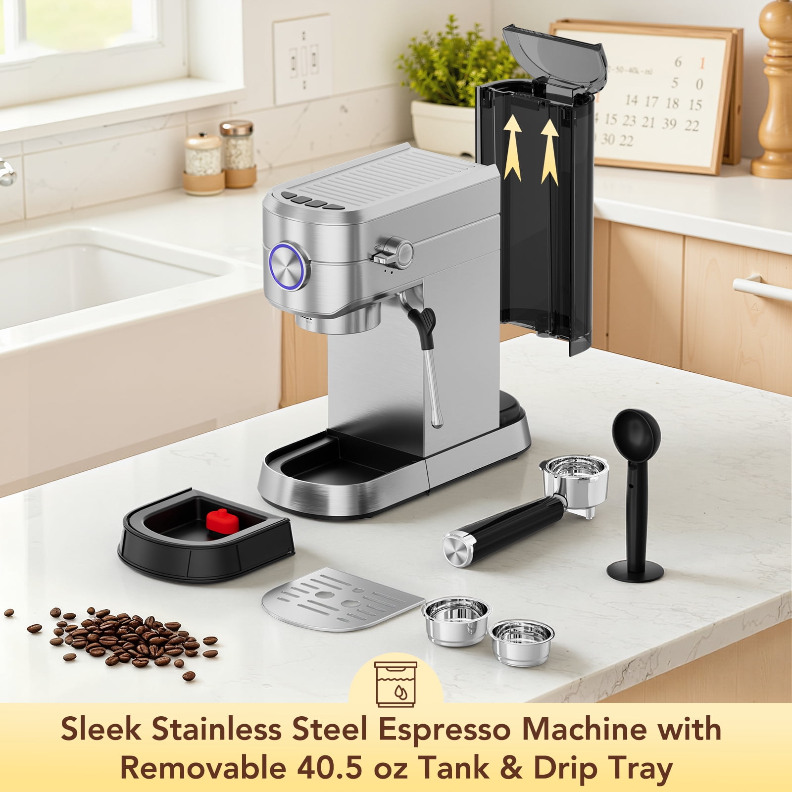 KNDKO 20 Bar Espresso Machine, Coffee Maker Machine with Milk Frother, Steam Wand, PID Control, 40oz Removable Water Tank