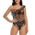 thumbnail image 2 of Picia Tree Meditating Golden Retriever Pattern Women's One Piece Swimsuits,One Shoulder Swimwear Asymmetric ,Ruffle Monokinis Bathing Suits,High Waisted Flattering Bathing Suits-XX-Large, 2 of 8